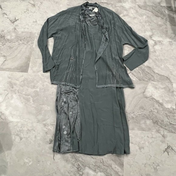 Kd Spring Womens Lagenlook Dress With Cardigan Art to Wear Green Size Large L‎ - Picture 1 of 11